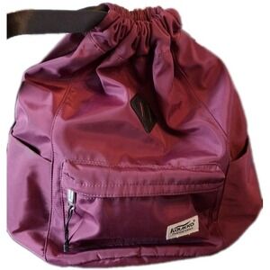 Sports Backpack KAUKKO Drawstring  Bag Shoulder Rucksack Plum